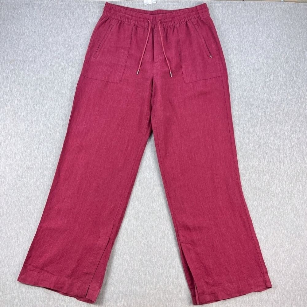 Relaxed Wide-Leg Drawstring Pants - Berry
